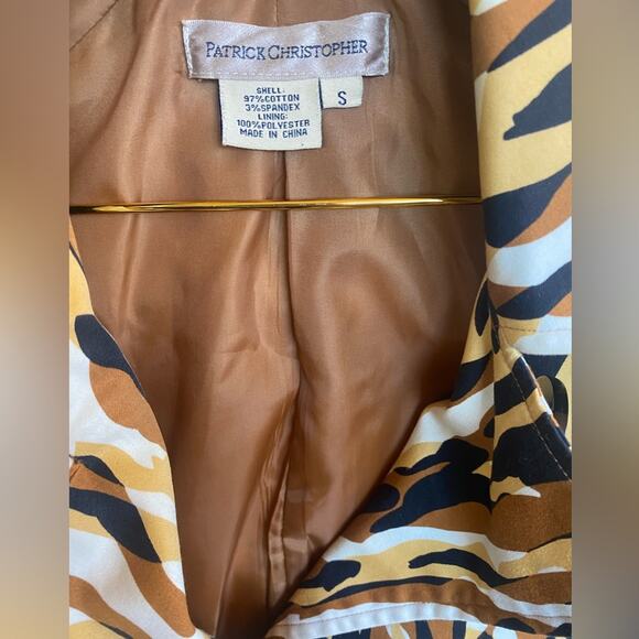 Patrick Christopher Blazer Zebra Print Crop Button Up Pockets Yellow Tan Size S - Picture 6 of 7